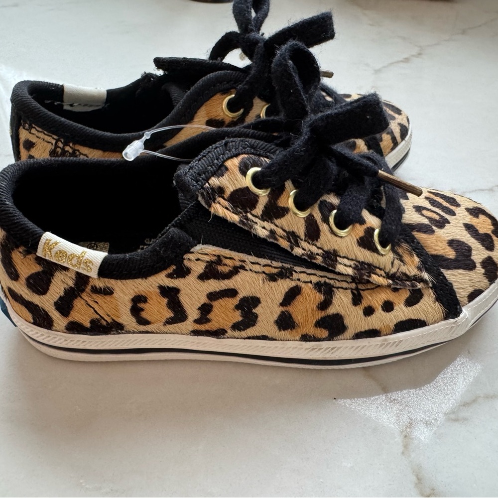 Girls Keds/kate spade leopard sneaker. Never been worn. velcro with laces